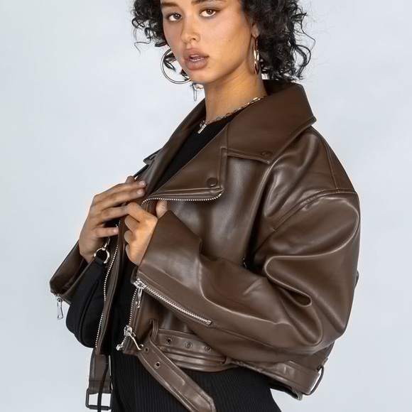 Lioness Brown Leather Jacket - Picture 2 of 7